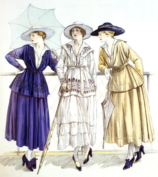 Jersey suit, models by Gabrielle Chanel published in magazine "Les elegances parisiennes", march 1917